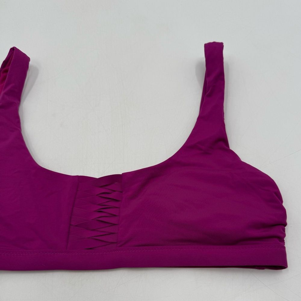 Athleta Adriata Crisscross Front Scoop Bikini Top in Magenta | Size Medium